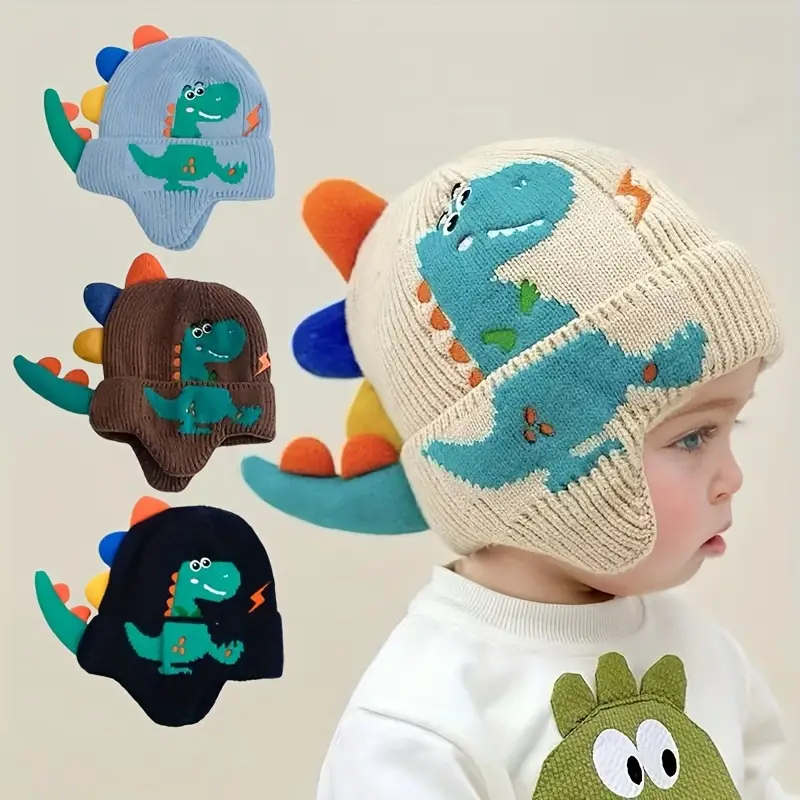 TinyDino Beanie With Cozy Earmuff For Kids 2-7 years old