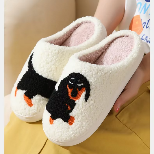 Dachshund Cute Dog Cotton Slippers – Lightweight Anti-Slip Indoor Shoes for Men and Women