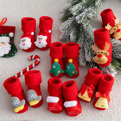 Non-Slip Christmas Socks for Babies & Toddlers – Warm Cotton Socks for Boys & Girls (0-36 Months)