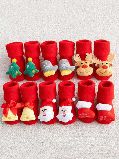 Non-Slip Christmas Socks for Babies & Toddlers – Warm Cotton Socks for Boys & Girls (0-36 Months)