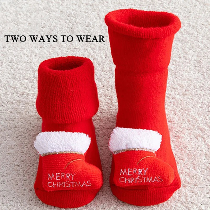 Non-Slip Christmas Socks for Babies & Toddlers – Warm Cotton Socks for Boys & Girls (0-36 Months)