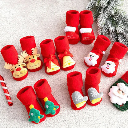 Non-Slip Christmas Socks for Babies & Toddlers – Warm Cotton Socks for Boys & Girls (0-36 Months)