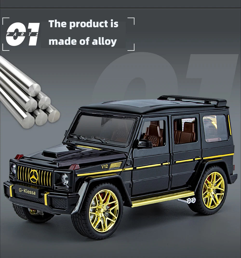 1:24 AMG G63 Die-Cast Model Car – Pull-Back Toy with Sound & Light, Openable Doors