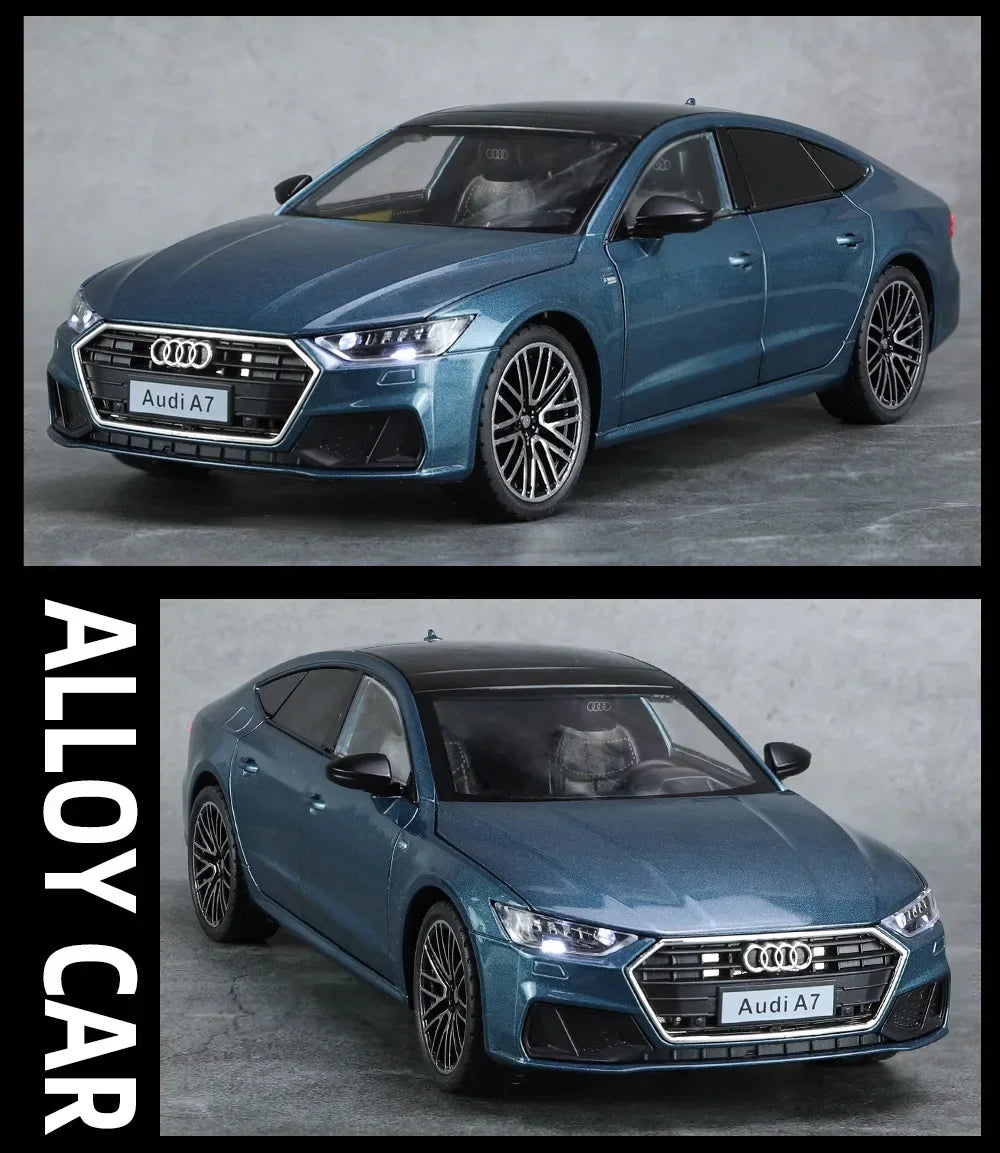 1:24 Audi A7 Die-Cast Model Car – Pull-Back Toy with Sound & Light, Openable Doors