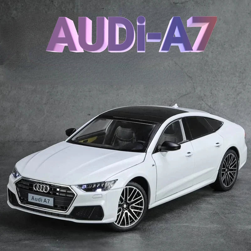 1:24 Audi A7 Die-Cast Model Car – Pull-Back Toy with Sound & Light, Openable Doors