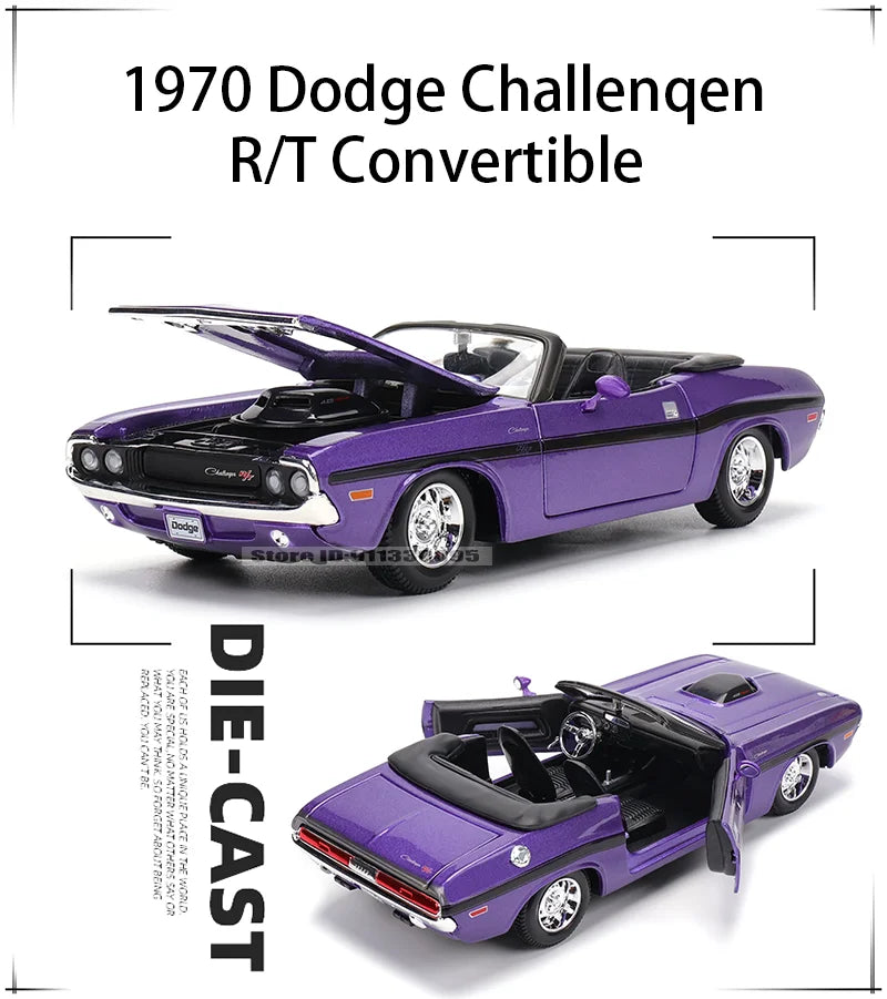 1:24 1970 Dodge Challenger R/T Convertible Die-Cast Model Car – Classic Collectible