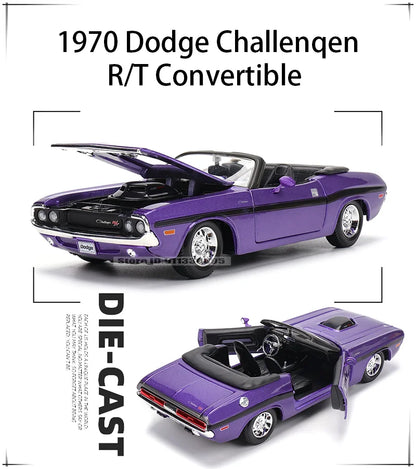 1:24 1970 Dodge Challenger R/T Convertible Die-Cast Model Car – Classic Collectible