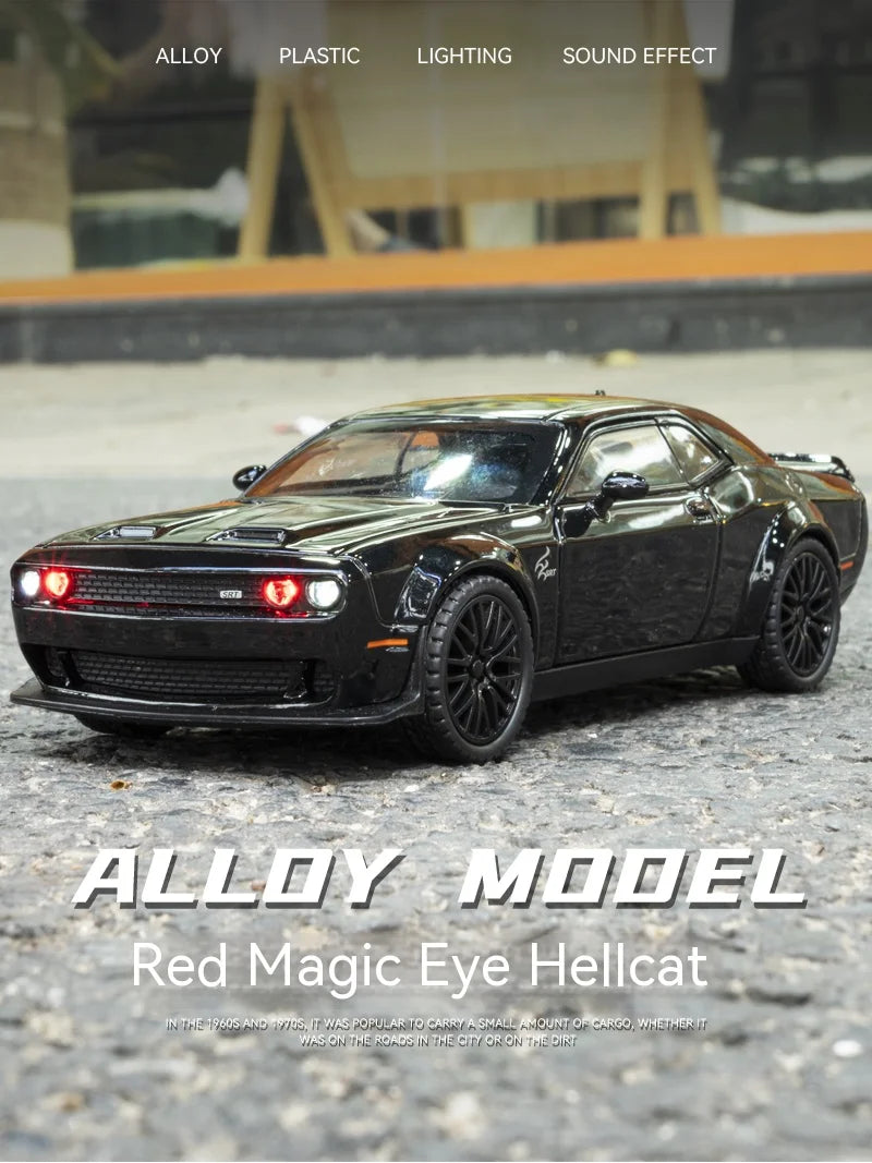 1:32 Dodge Challenger Hellcat Die-Cast Model Car – Pull-Back Toy with Sound & Light