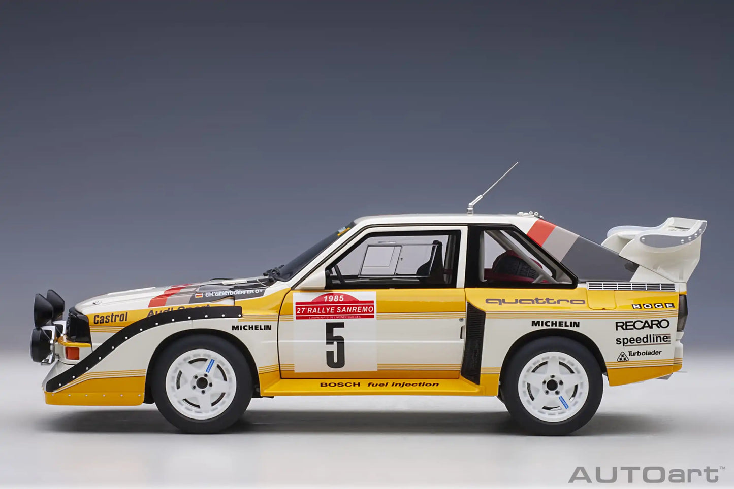 [SuperDetailed] 1:18 Audi Sport Quattro S1 Rally 1985-1987 Racing Car Model – Static Collectible