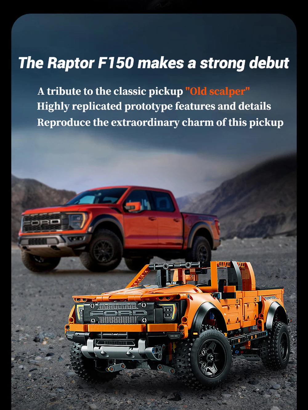 1379-Piece Ford Raptor F-150 Pickup Truck Building Block Set – Racing Model