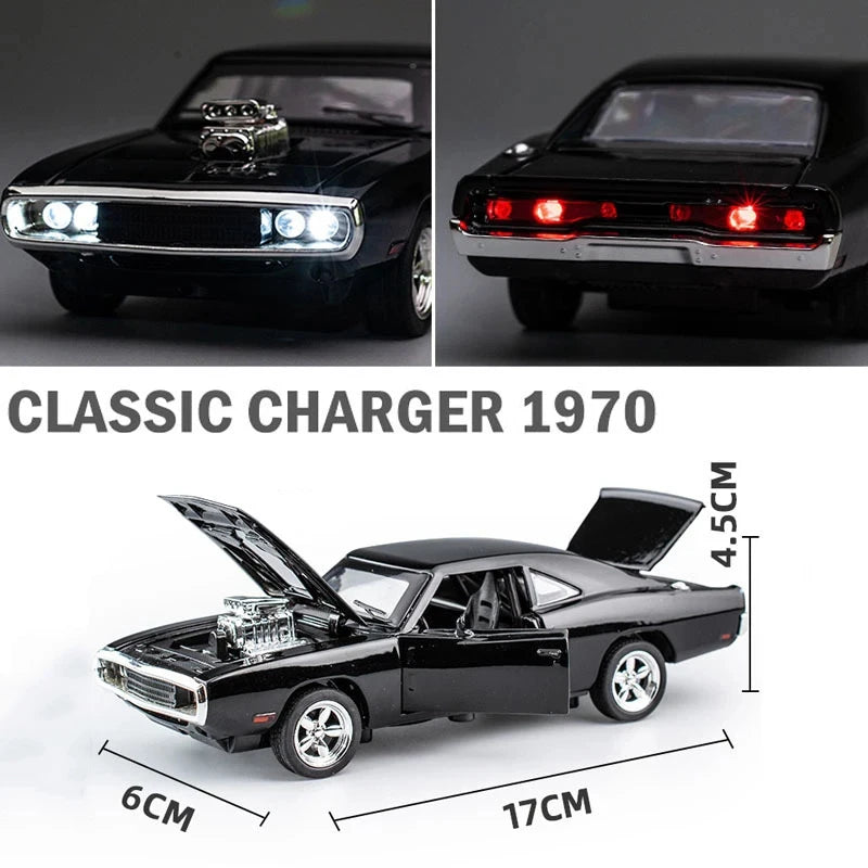 1:32 Dodge Charger 1970 Die-Cast Model Car – Pull-Back Toy with Sound & Light