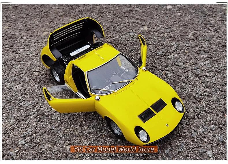 [SuperDetailed] 1:18 Lamborghini Miura P400 SV Die-Cast Model Car – Collectible Gift (Yellow/Red)