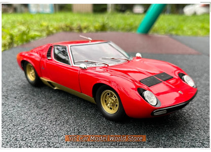 [SuperDetailed] 1:18 Lamborghini Miura P400 SV Die-Cast Model Car – Collectible Gift (Yellow/Red)