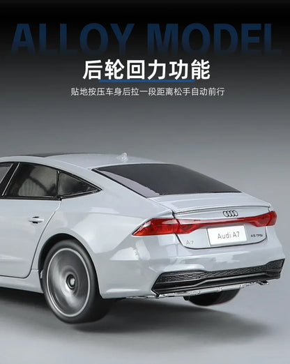 1:24 Audi A7 Die-Cast Model Car – Pull-Back Toy with Sound & Light, Openable Doors