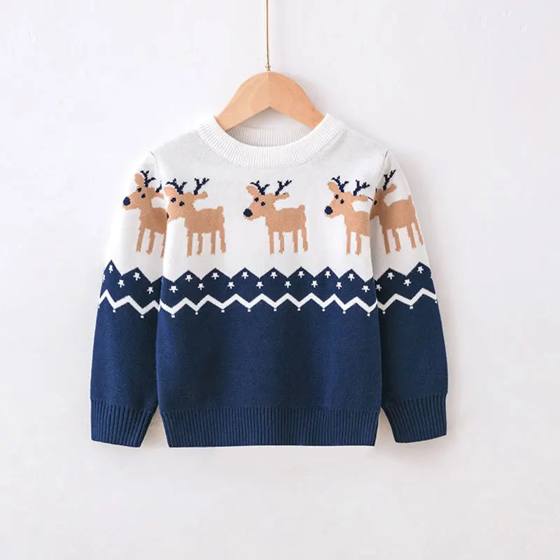 Christmas Print Kids Sweater – Unisex Knit Pullover for Boys & Girls (2-7 Years)