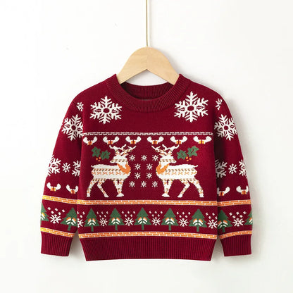 Christmas Print Kids Sweater – Unisex Knit Pullover for Boys & Girls (2-7 Years)