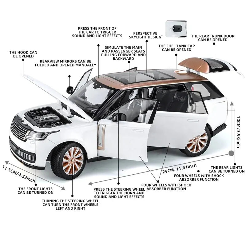 1:18 Land Rover Range Rover SV AutoBiography Die-Cast Model Car – Alloy Simulation Mini Vehicle with Sound & Light