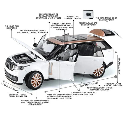 1:18 Land Rover Range Rover SV AutoBiography Die-Cast Model Car – Alloy Simulation Mini Vehicle with Sound & Light