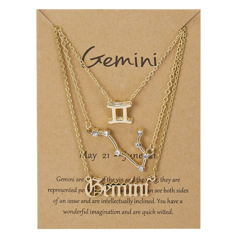 AstroLink Zodiac Trio - Celestial Charm Necklaces