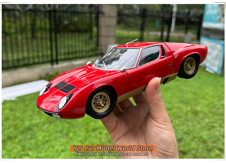 [SuperDetailed] 1:18 Lamborghini Miura P400 SV Die-Cast Model Car – Collectible Gift (Yellow/Red)