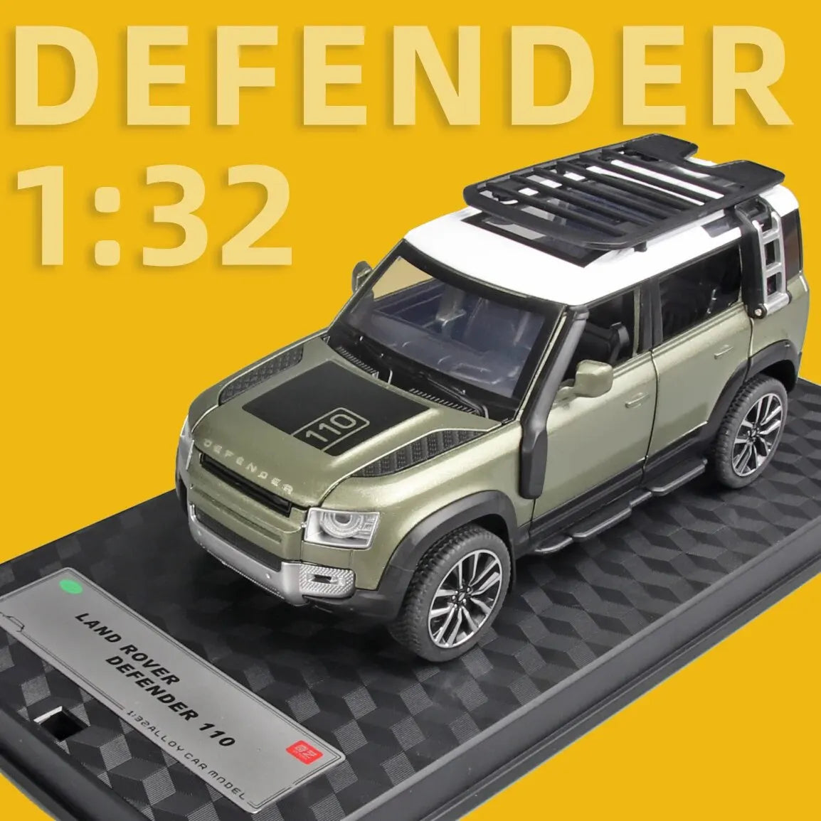 1:32 Land Rover Defender 110 Die-Cast Model Car – Pull-Back with Sound & Light