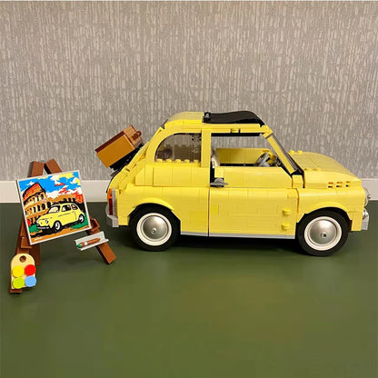 960-Piece Fiat 500 Building Block Set – Classic Yellow Car Model