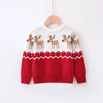 Christmas Print Kids Sweater – Unisex Knit Pullover for Boys & Girls (2-7 Years)