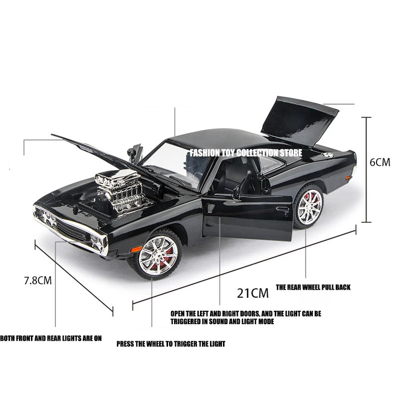 1:24 Dodge Challenger 1970 Die-Cast Model Car – Fast & Furious Edition with Sound & Light