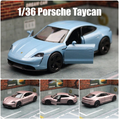 1:36 Porsche Taycan Die-Cast Toy Car – Pull-Back Model for Kids & Collectors