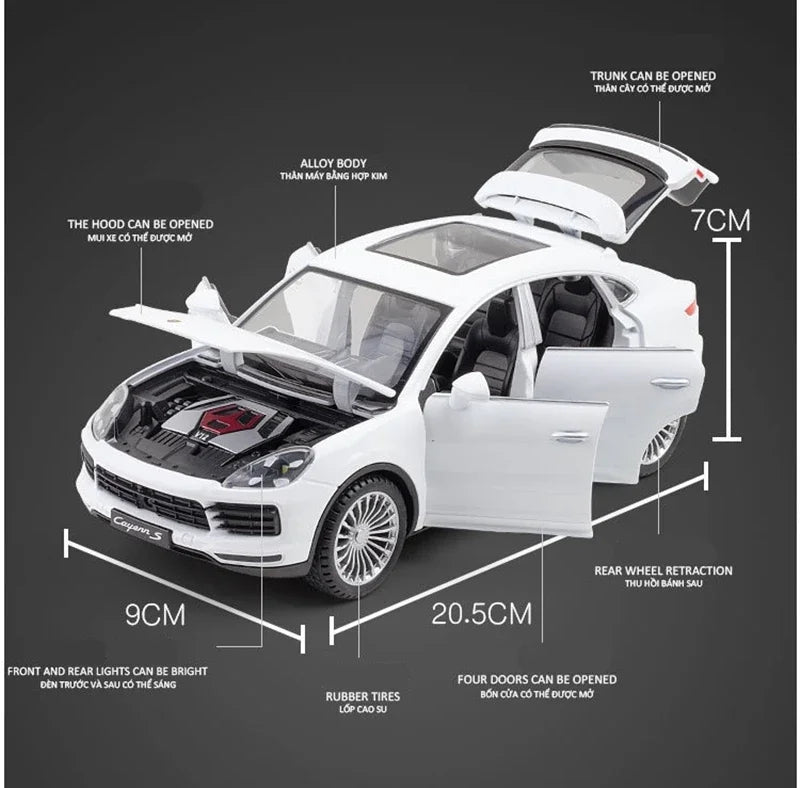 1:24 Porsche Cayenne Turbo S Die-Cast Model Car – Sound & Light Toy