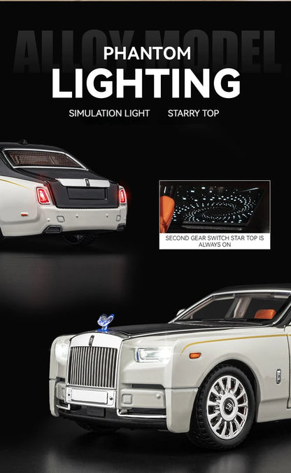 1:18 Rolls-Royce Phantom Die-Cast Model Car – Pull-Back Toy with Sound & Light