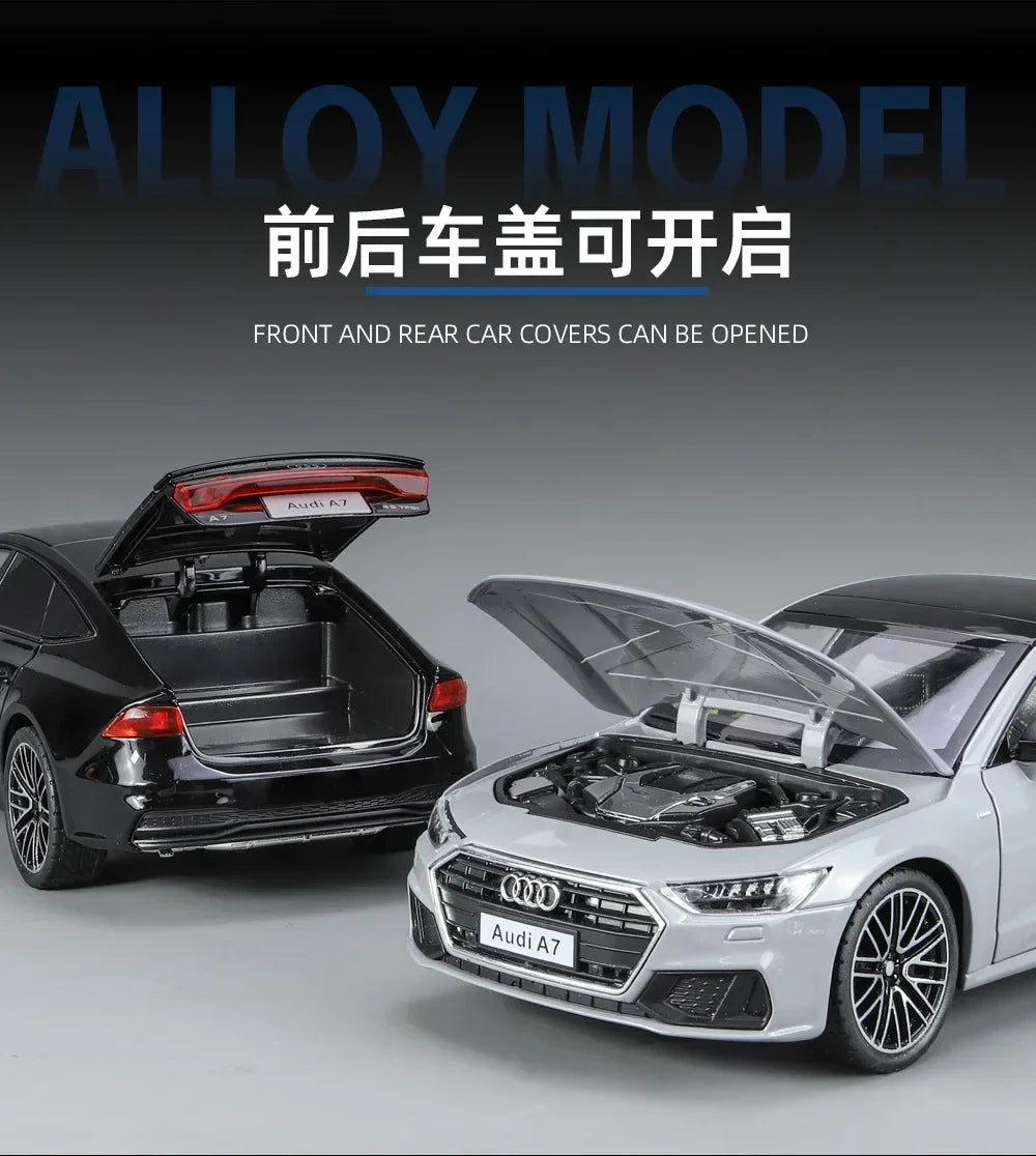 1:24 Audi A7 Die-Cast Model Car – Pull-Back Toy with Sound & Light, Openable Doors