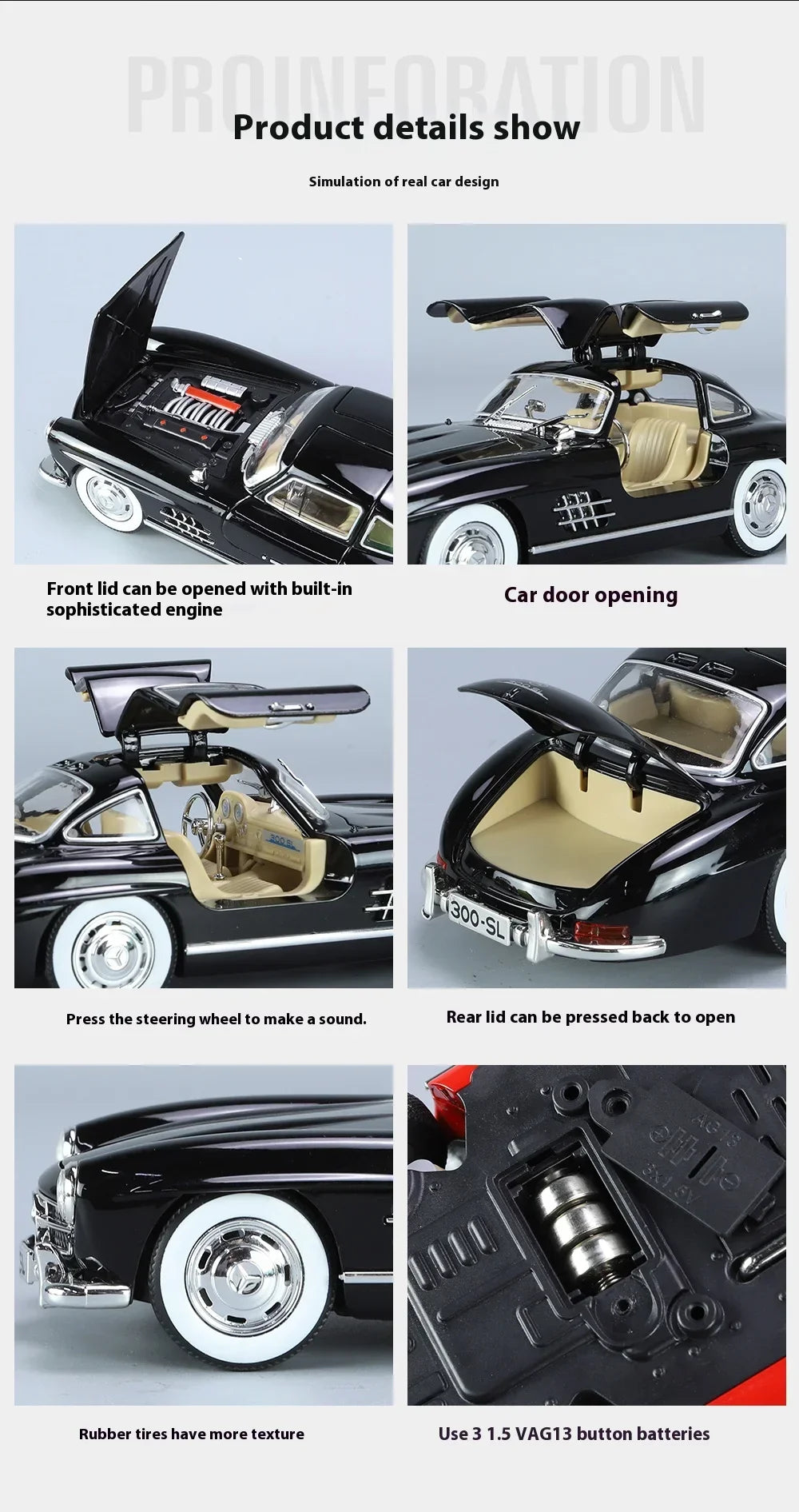 1/24 Mercedes-Benz 300SL 1936 Classic Car Model - Sorvento