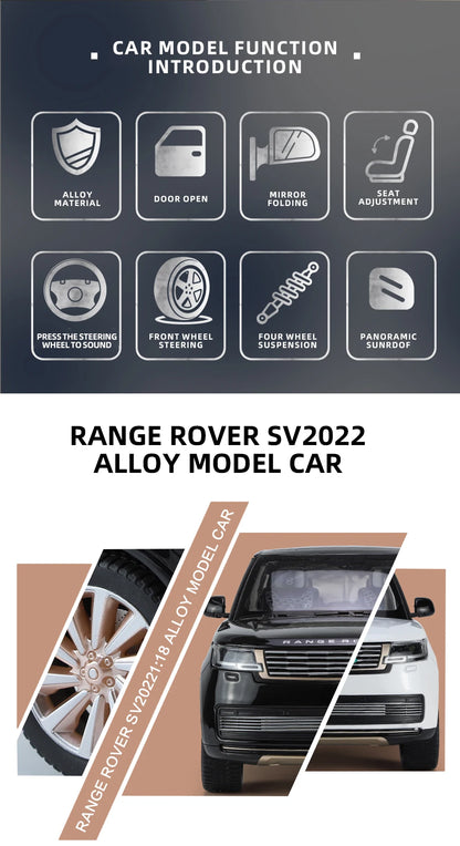 1:18 Land Rover Range Rover SV AutoBiography Die-Cast Model Car – Alloy Simulation Mini Vehicle with Sound & Light