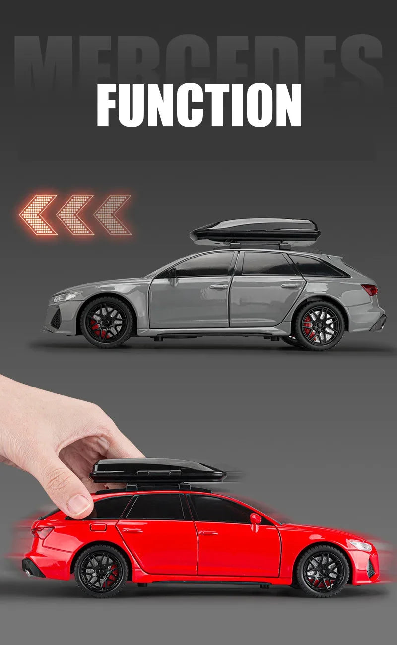 1:24 Audi RS6 Die-Cast Model Car – Pull-Back Racing Vehicle with Sound & Light