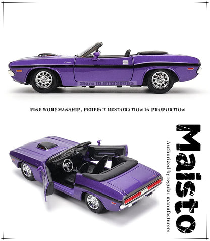 1:24 1970 Dodge Challenger R/T Convertible Die-Cast Model Car – Classic Collectible