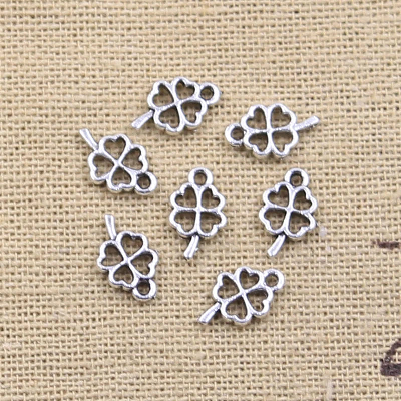 100pcs Antique Silver Four-Leaf Clover Charms – DIY Jewellery & Craft Findings