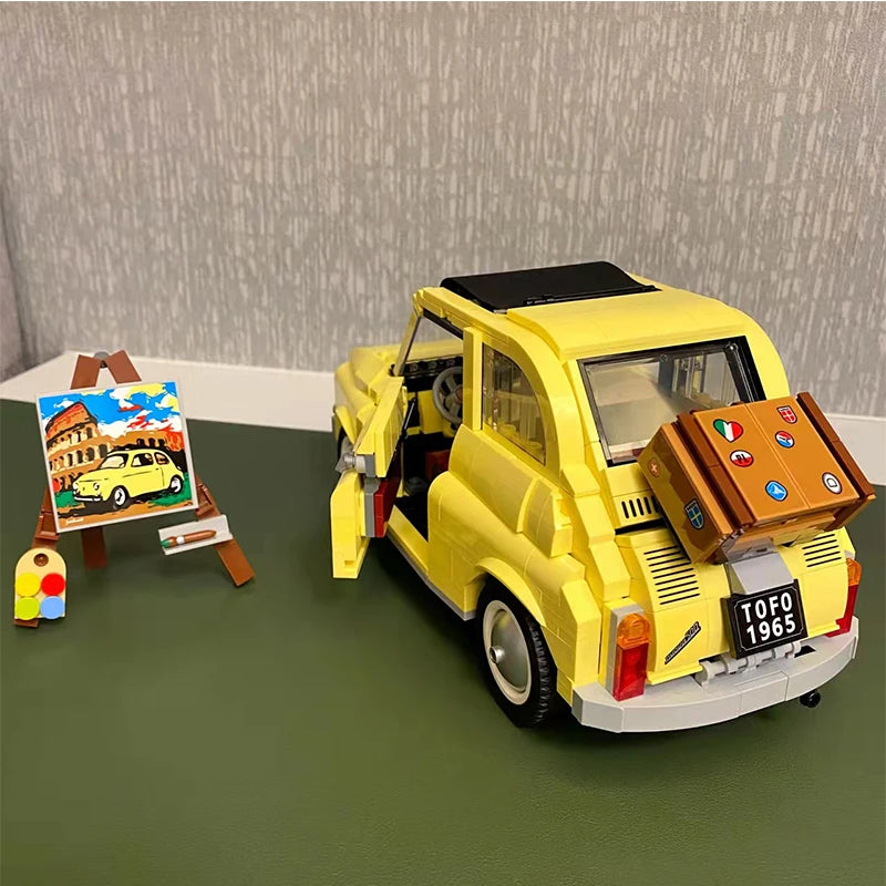 960-Piece Fiat 500 Building Block Set – Classic Yellow Car Model