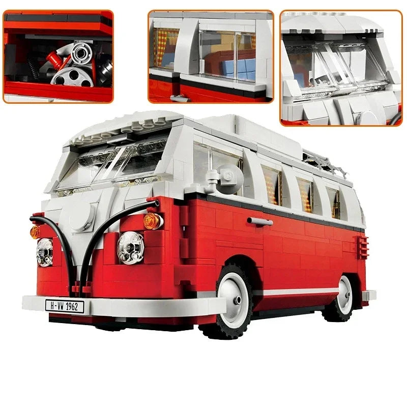 1354-Piece Volkswagen T1 Camper Van Building Block Set – High-Tech Bus Model