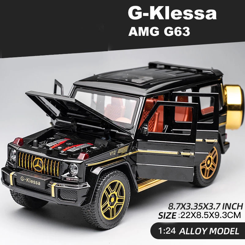 1:24 AMG G63 Die-Cast Model Car – Pull-Back Toy with Sound & Light, Openable Doors