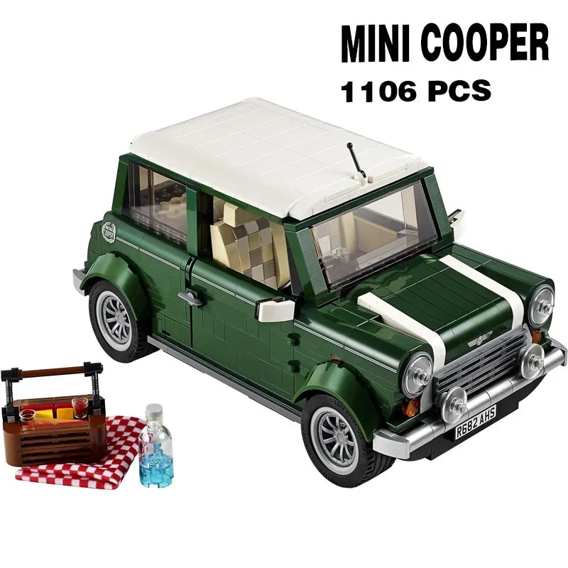 1106-Piece Mini Cooper MK VII Building Block Set – Classic Retro Car Model