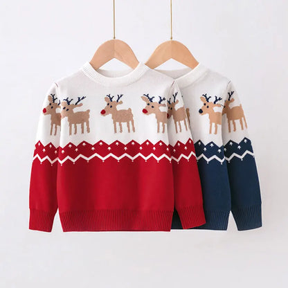 Christmas Print Kids Sweater – Unisex Knit Pullover for Boys & Girls (2-7 Years)