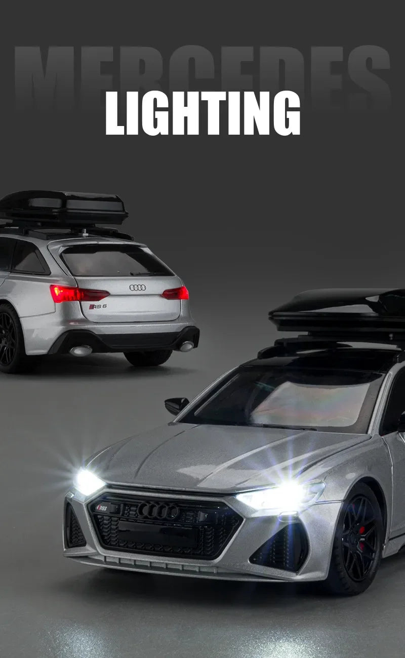 1:24 Audi RS6 Die-Cast Model Car – Pull-Back Racing Vehicle with Sound & Light