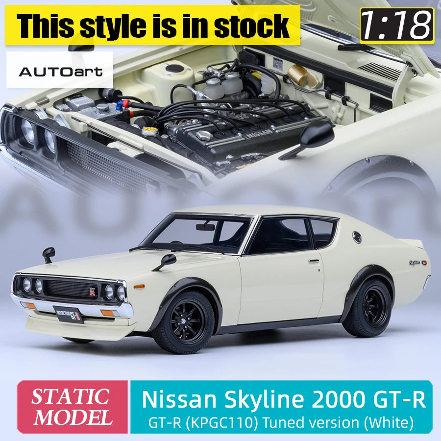 [SuperDetailed] 1:18 Nissan Skyline 2000 GT-R (KPGC110) Tuned Version Die-Cast Model – Static Display Collectible