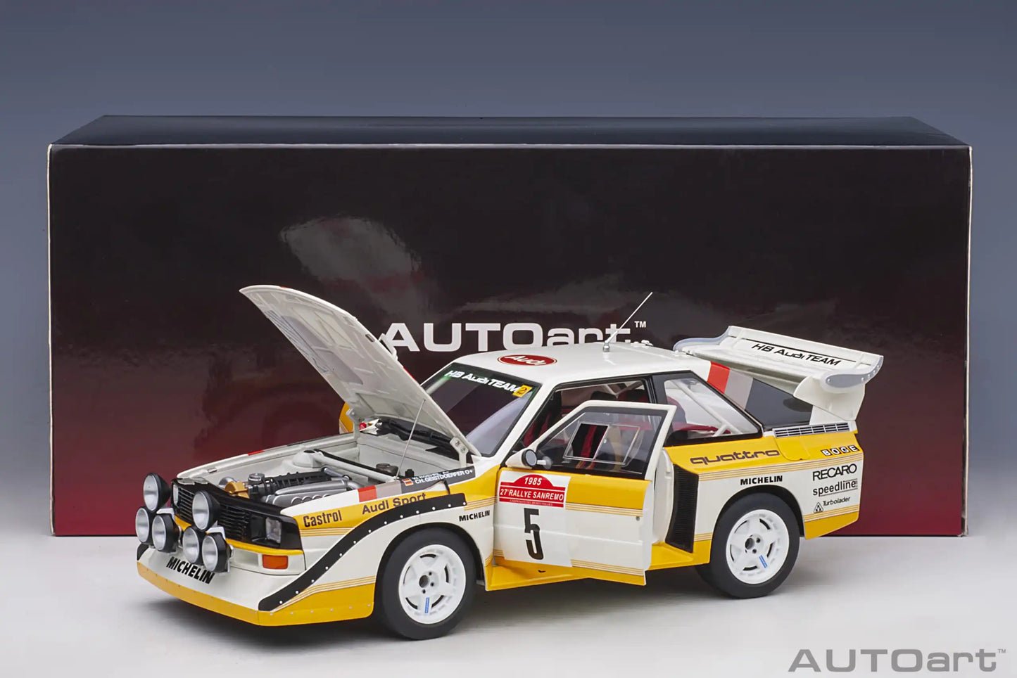 [SuperDetailed] 1:18 Audi Sport Quattro S1 Rally 1985-1987 Racing Car Model – Static Collectible