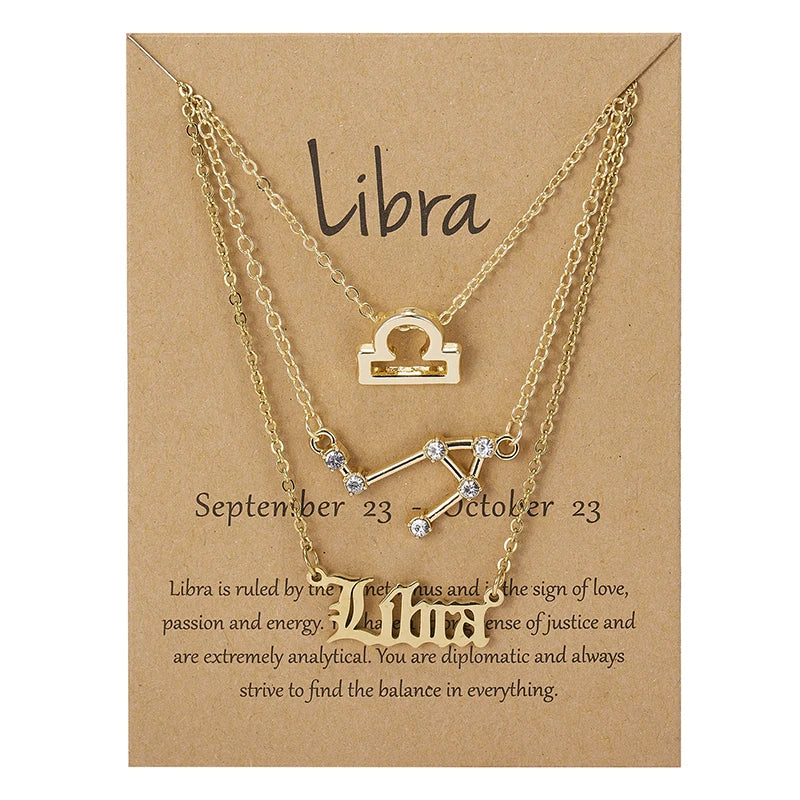 AstroLink Zodiac Trio - Celestial Charm Necklaces