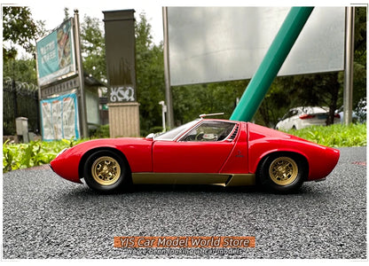 [SuperDetailed] 1:18 Lamborghini Miura P400 SV Die-Cast Model Car – Collectible Gift (Yellow/Red)