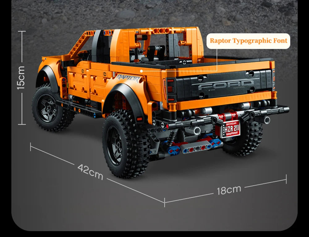 1379-Piece Ford Raptor F-150 Pickup Truck Building Block Set – Racing Model