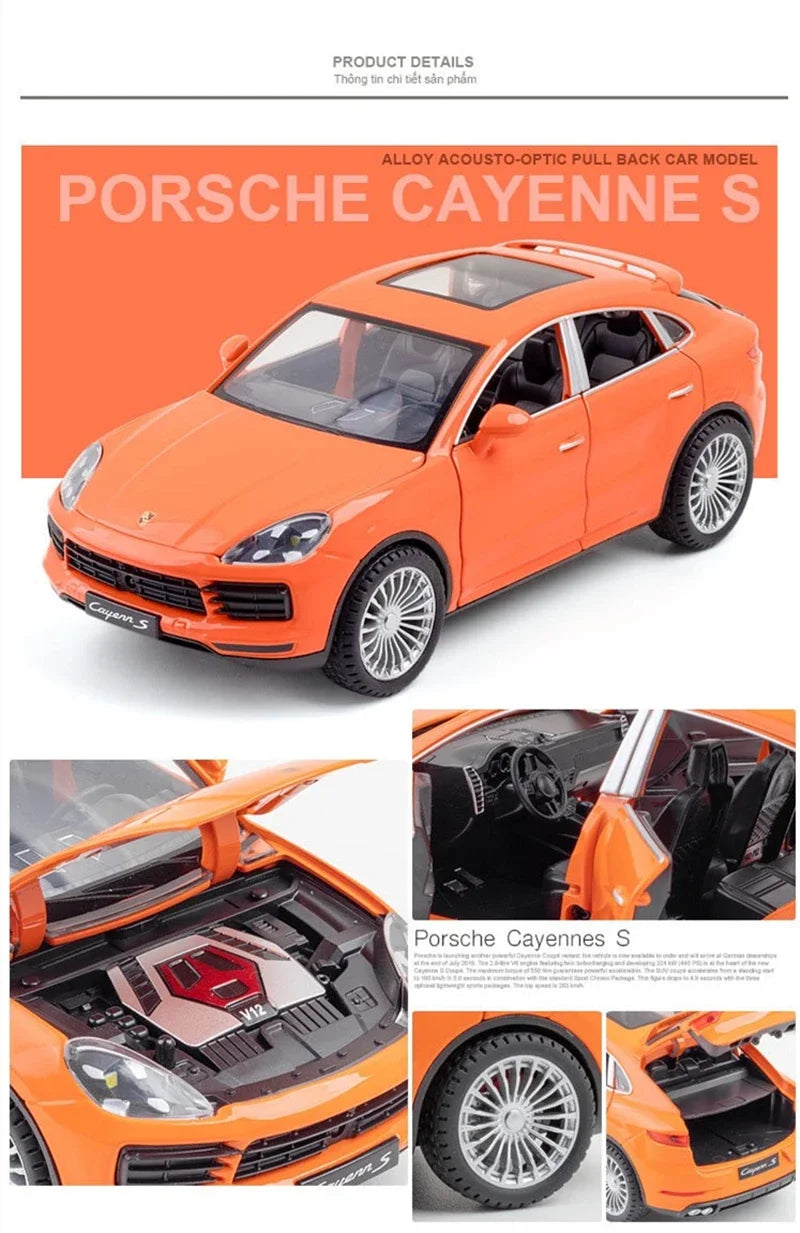 1:24 Porsche Cayenne Turbo S Die-Cast Model Car – Sound & Light Toy