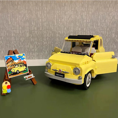 960-Piece Fiat 500 Building Block Set – Classic Yellow Car Model